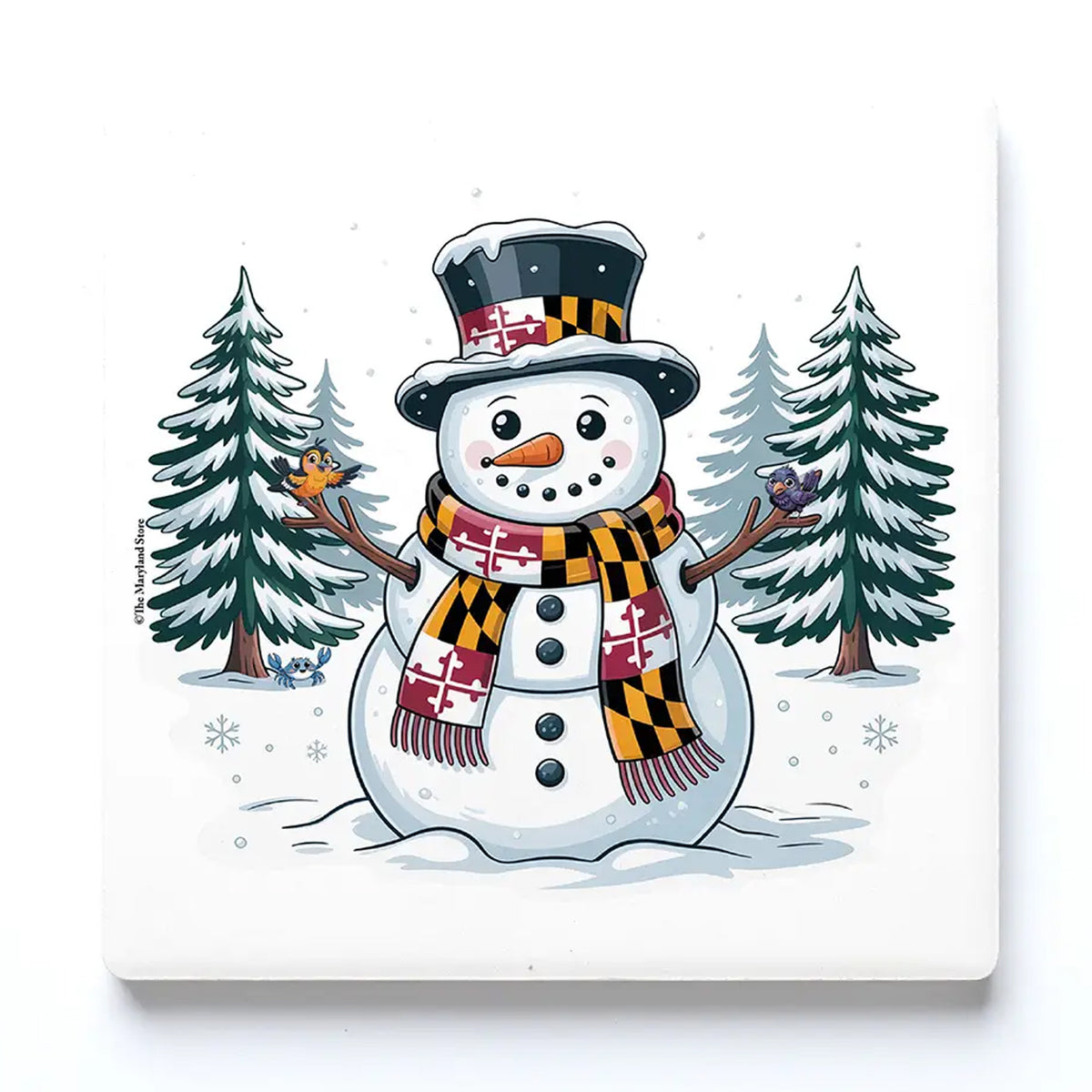 Maryland Snowman Winter Wonderland Drink Coaster.