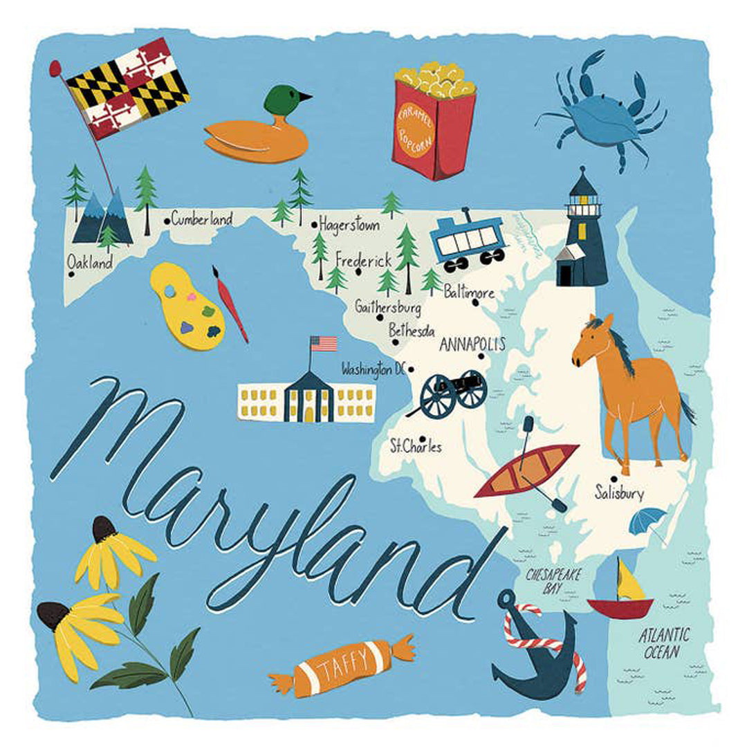 Maryland State Collage Tumbled Edge Stone Coaster