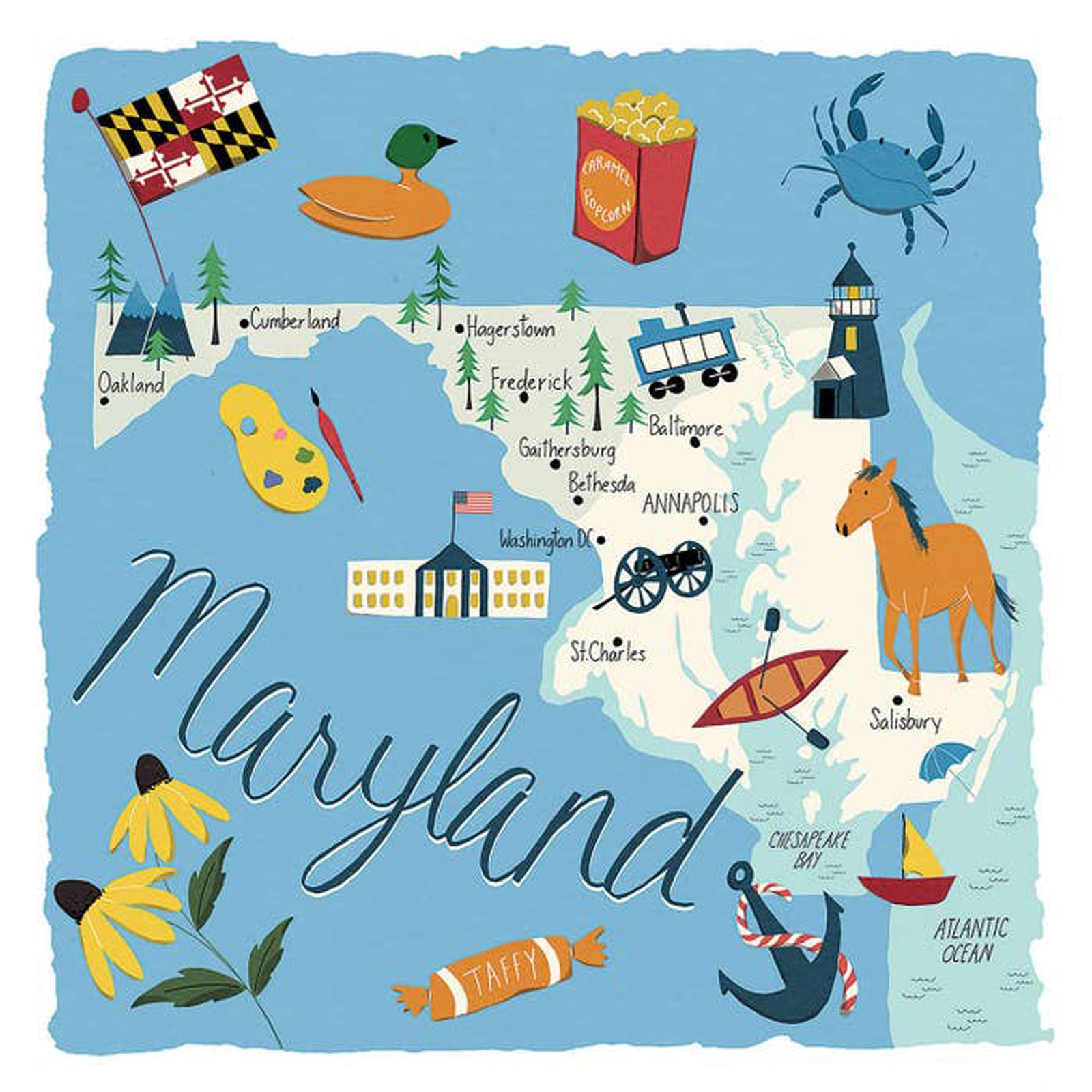 Maryland State Collage Tumbled Edge Stone Coaster