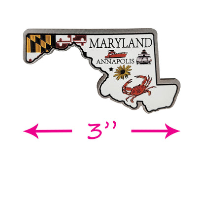 Maryland State Outline Decowood Magnet (measurement)