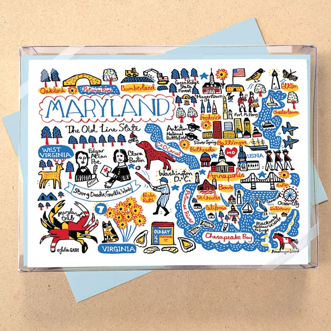 Maryland Statescape Greeting Card Boxed Set of 8 cards and envelopes.