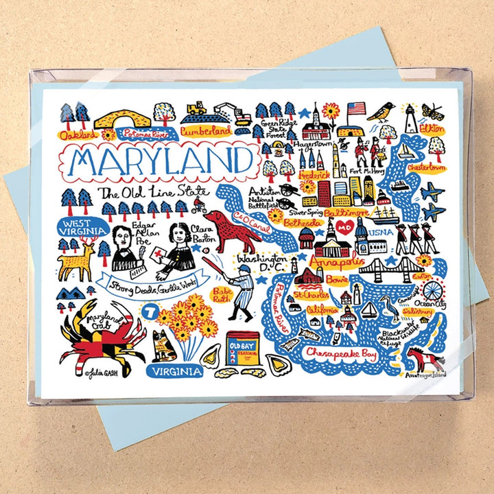 Maryland Statescape Greeting Card Boxed Set of 8 cards and envelopes.