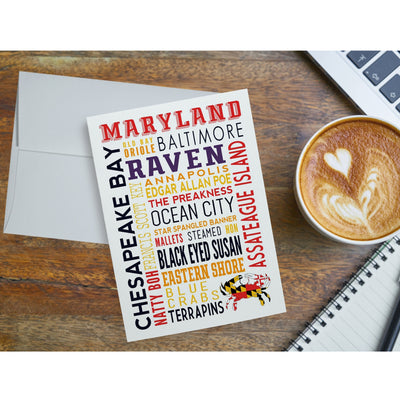 Maryland Words Collage Greeting Card with Envelope (scene)