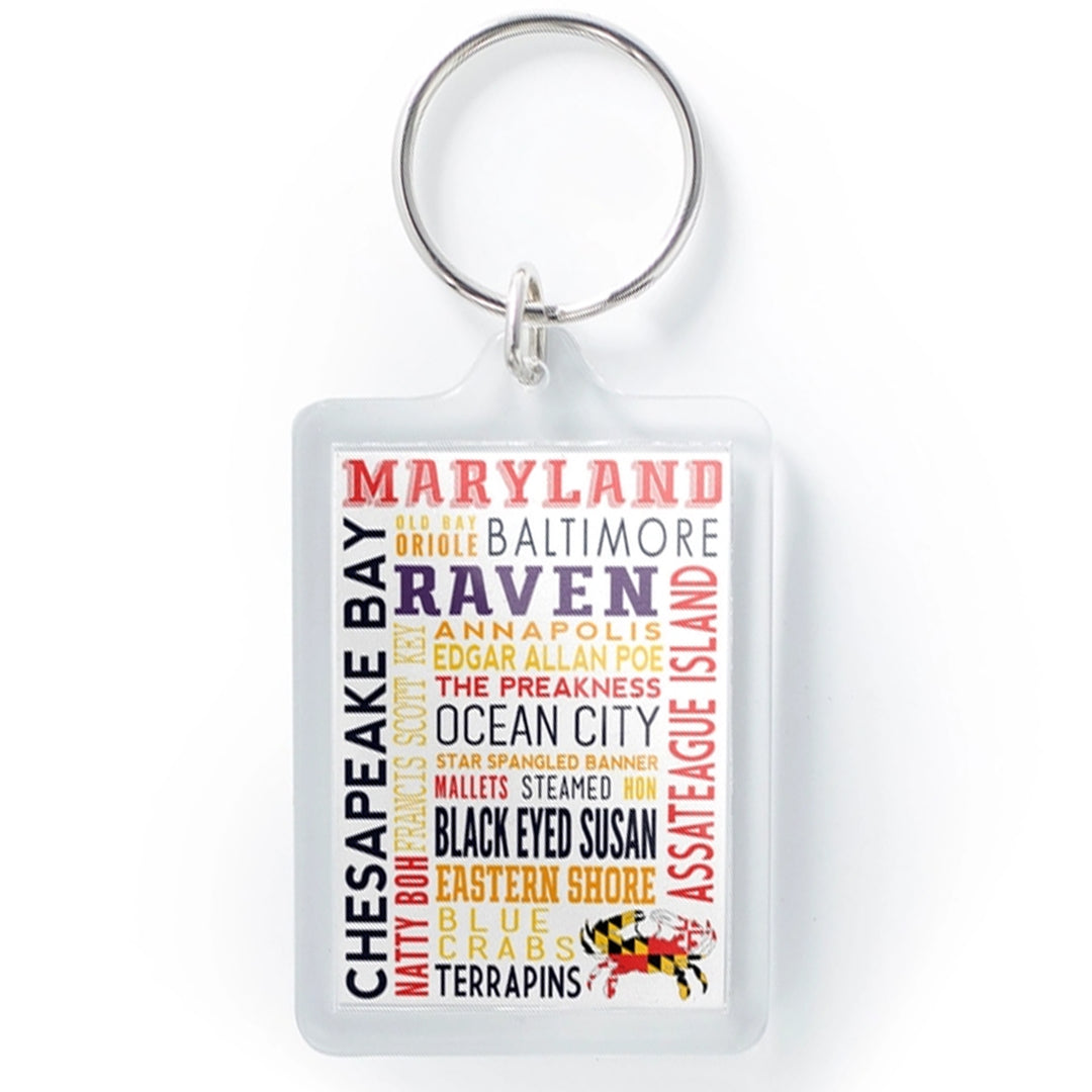 Maryland Words Collage Lucite Keyring