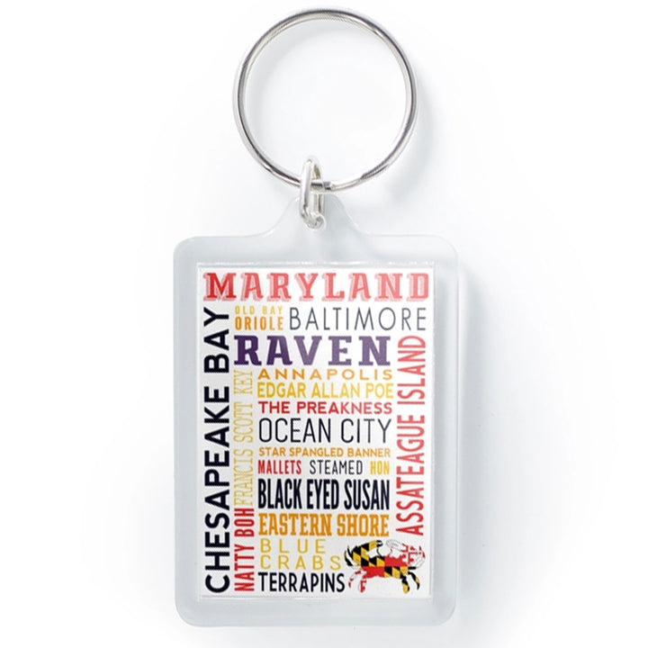 Maryland Words Collage Lucite Keyring