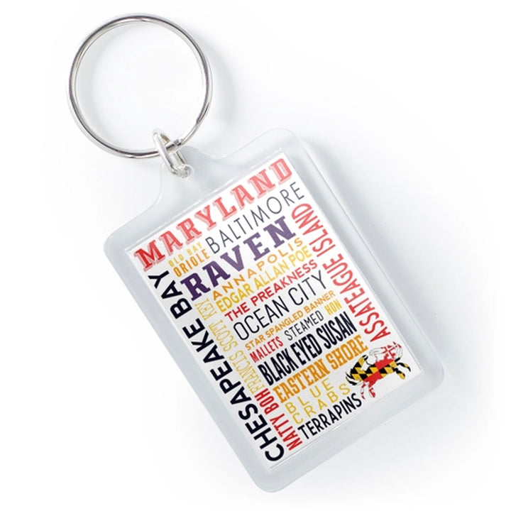Maryland Words Collage Lucite Keychain