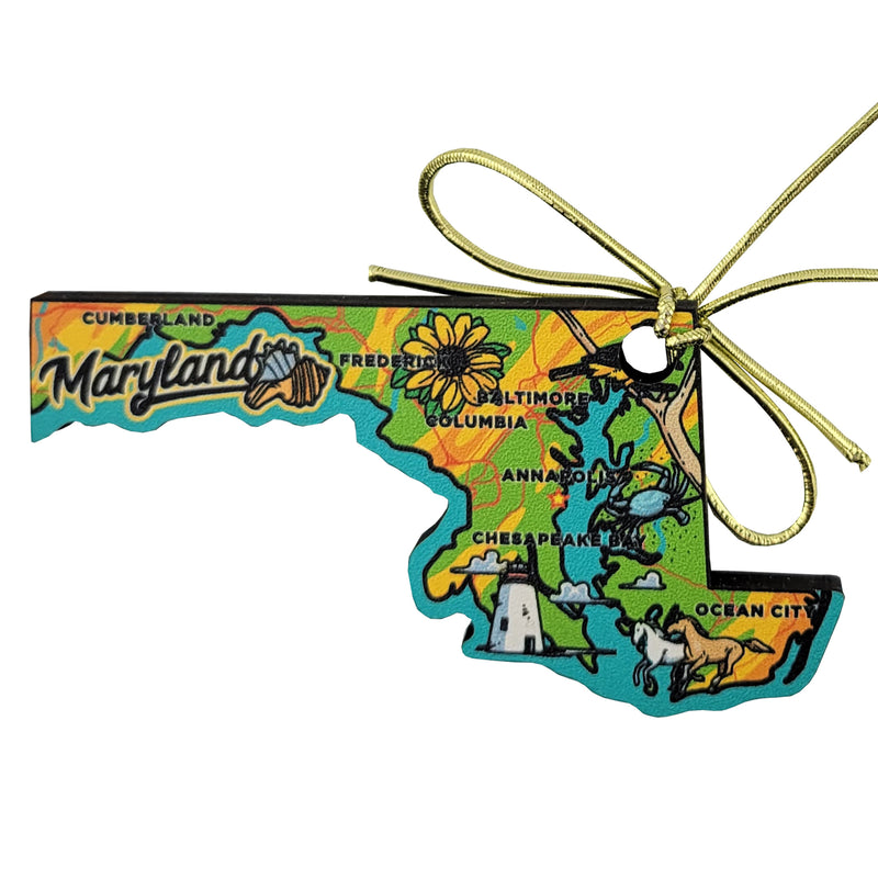 Maryland Icons Map Ornament