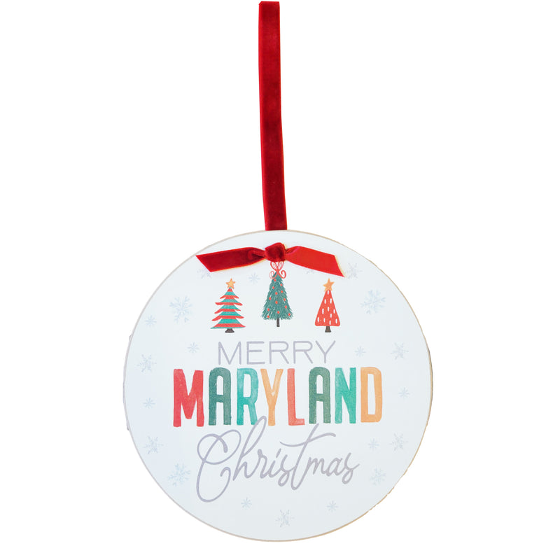 Merry Maryland Christmas Ornament 6" Round