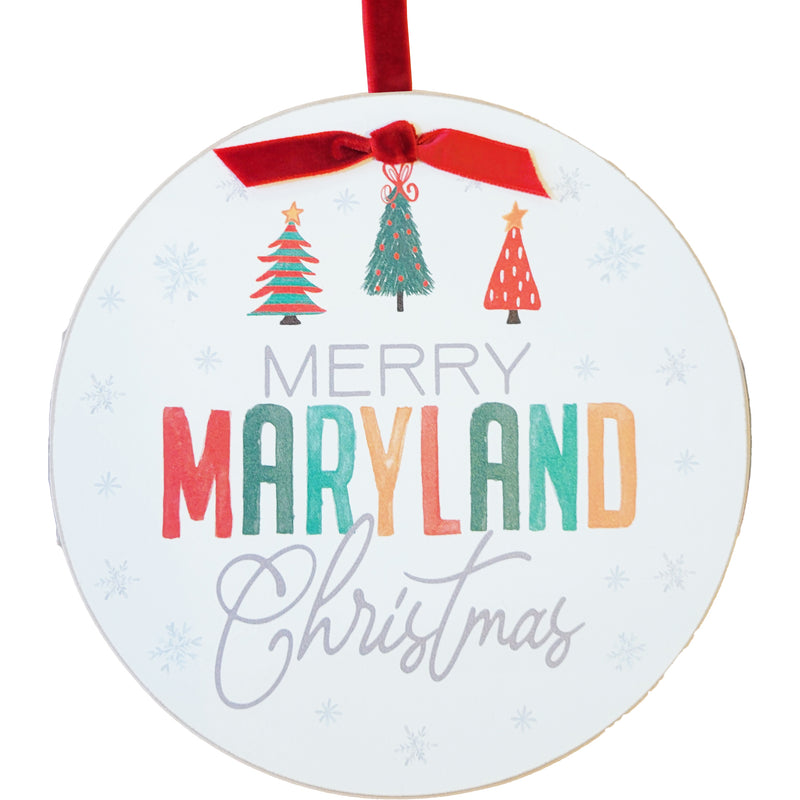 Merry Maryland Christmas Ornament 6" Round