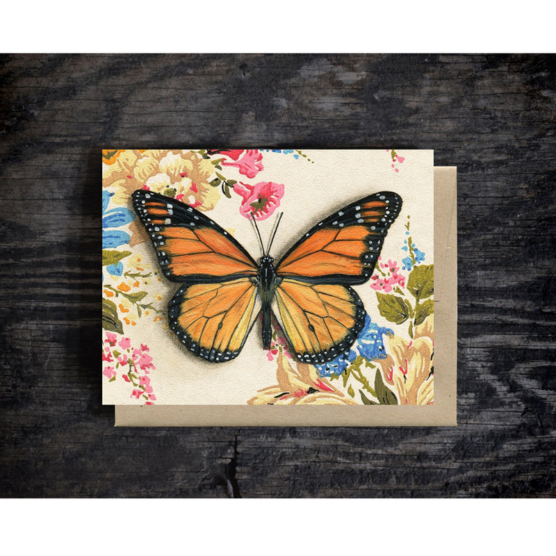 Monarch Butterfly Art Textured Notecard Scene