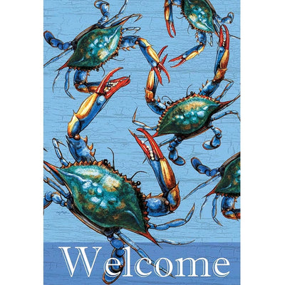 Multi Blue Crabs Welcome Garden Flag
