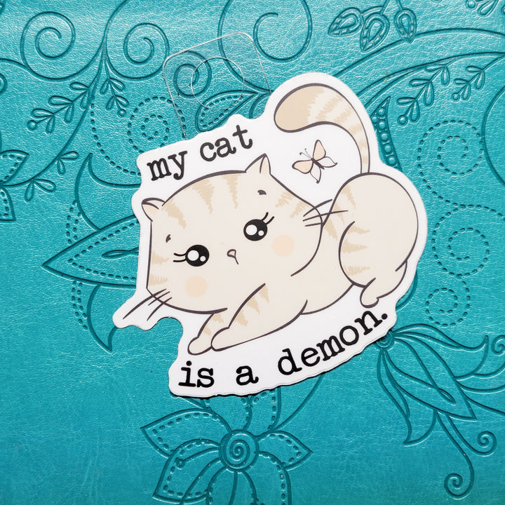 My Cat Is A Demon Die Cut Vinyl Sticker Scene