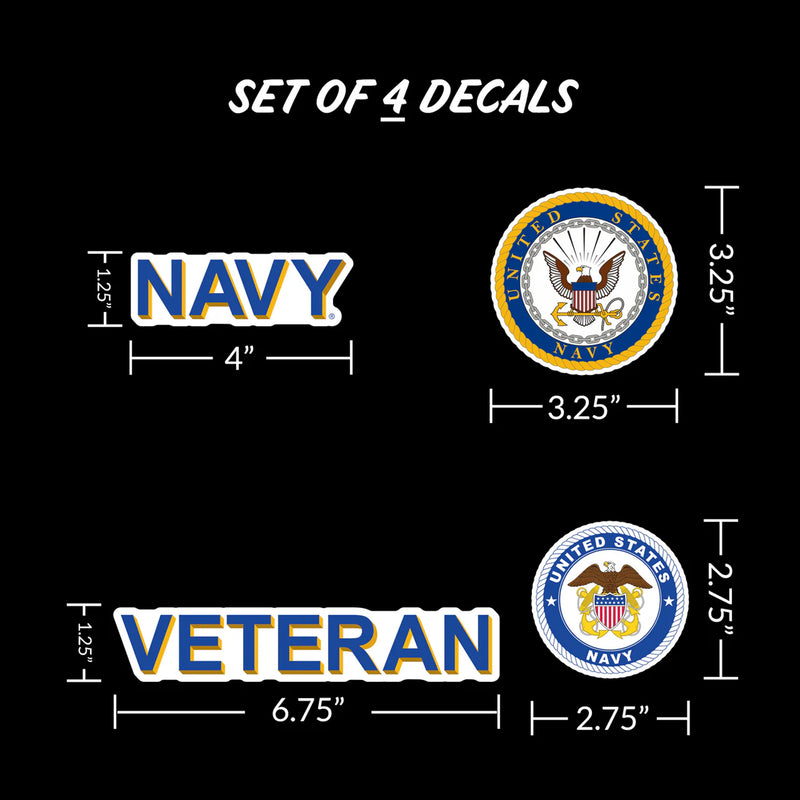 United States Navy Veteran Set of 4 Vinyl Stickers