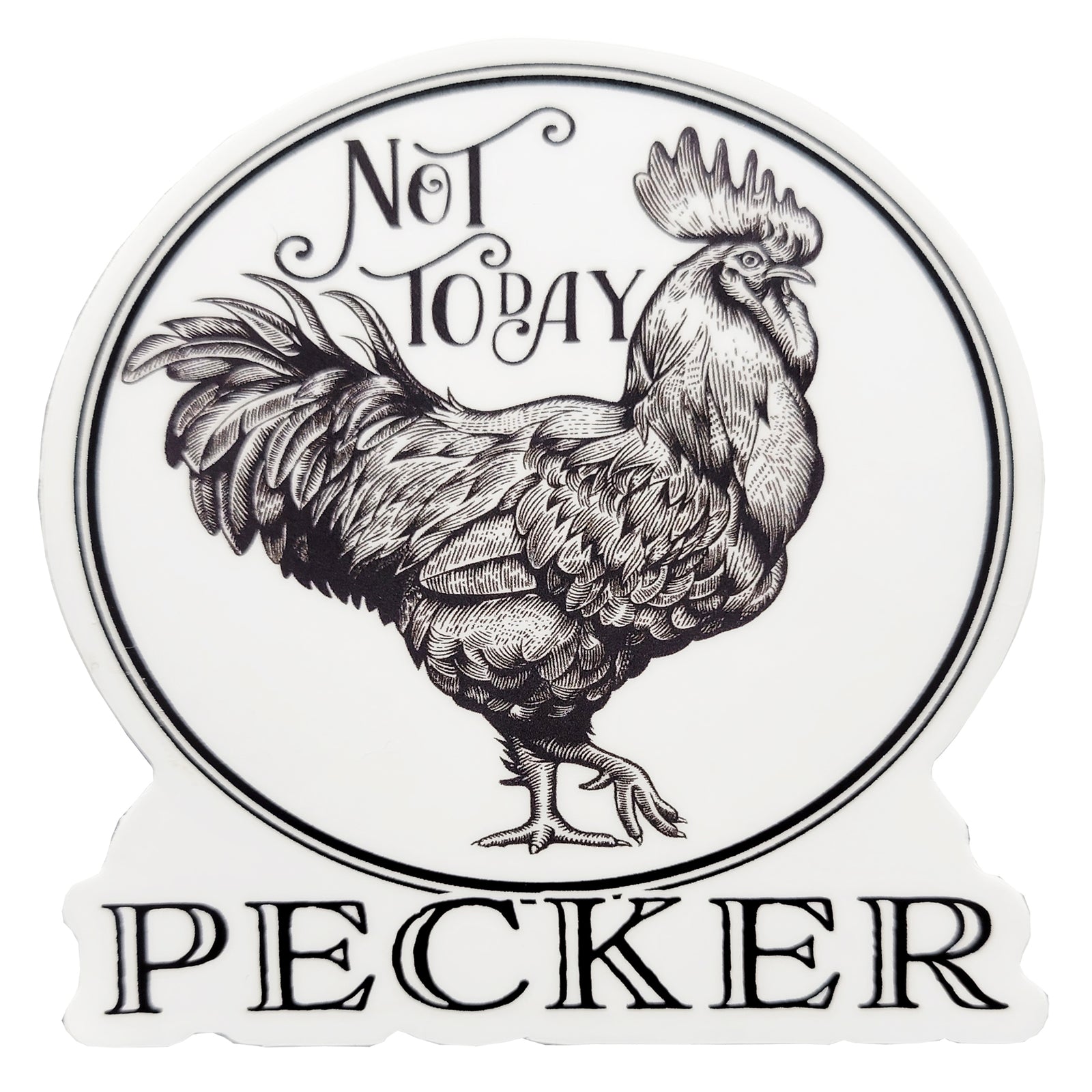 Not Today Pecker (Rooster) Die Cut Vinyl Sticker