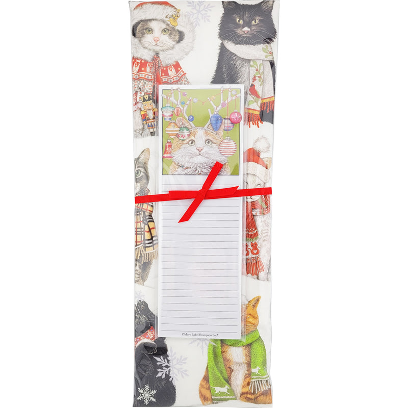 Towel and Notepad Set - Winter Cats