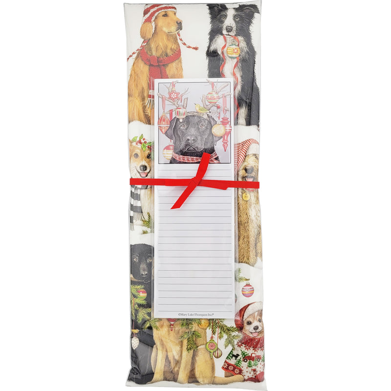 Towel and Notepad Set - Winter Dogs