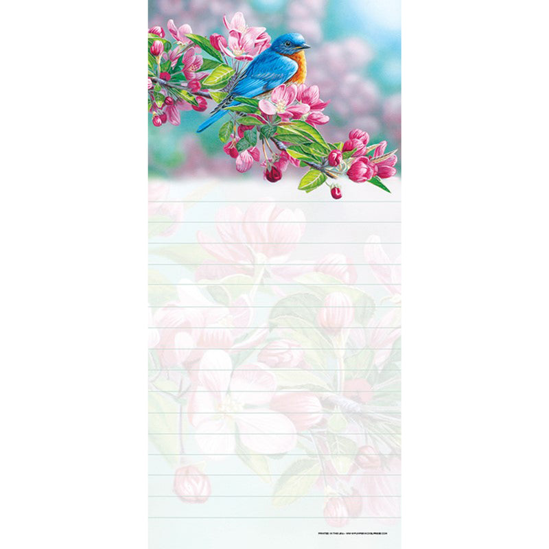 Magnetic Notepad - Blue Bird Pink Blossoms