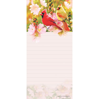 Magnetic Notepad - Cardinal Pair Pink Blossoms