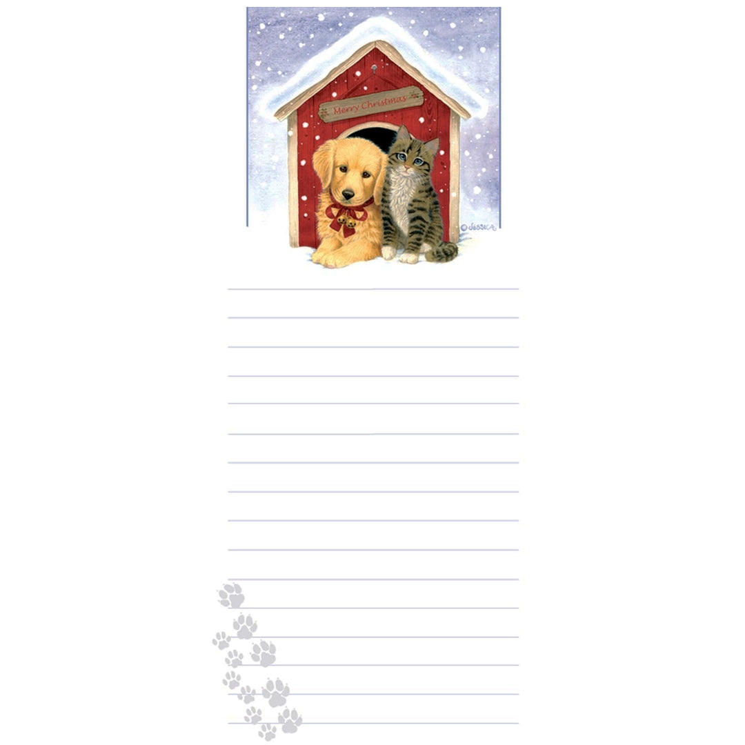 Magnetic Notepad - Christmas Dog &amp; Cat Duo