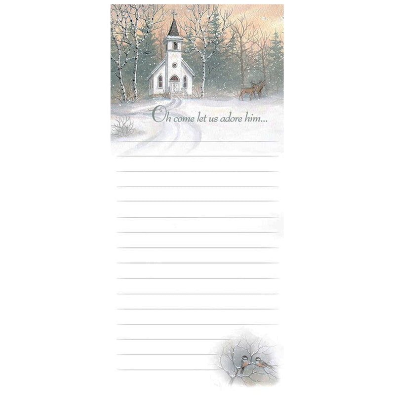 Magnetic Notepad - Country Church Winter