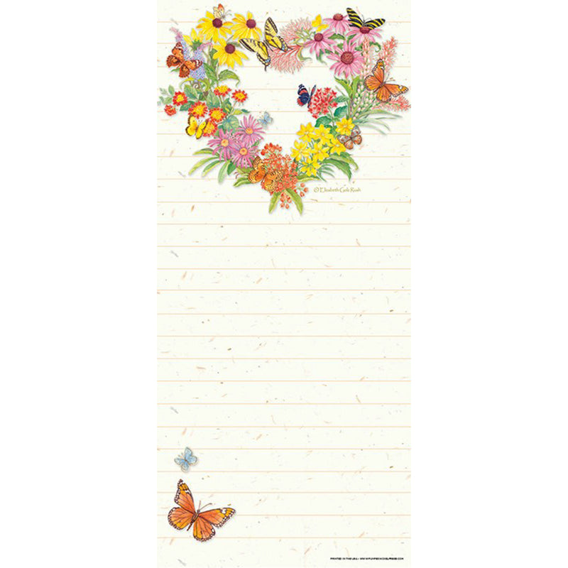 Magnetic Notepad - Floral Heart Wreath