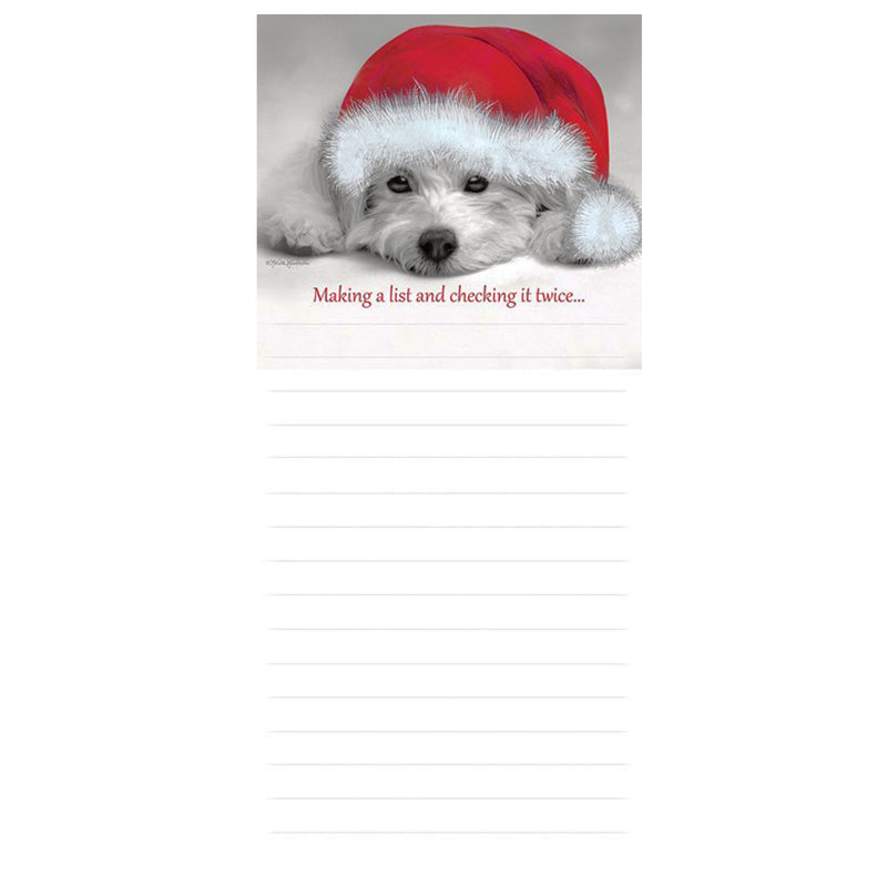 Magnetic Notepad - Puppy Santa Hat