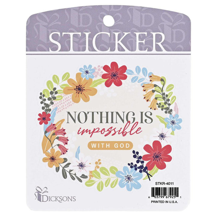 Nothing Is Impossible With God Floral Vinyl Sticker Packaging