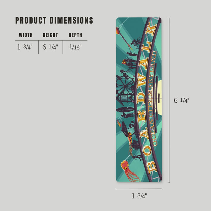 Ocean City Maryland Boardwalk Arch Metal Bookmark product dimensions.