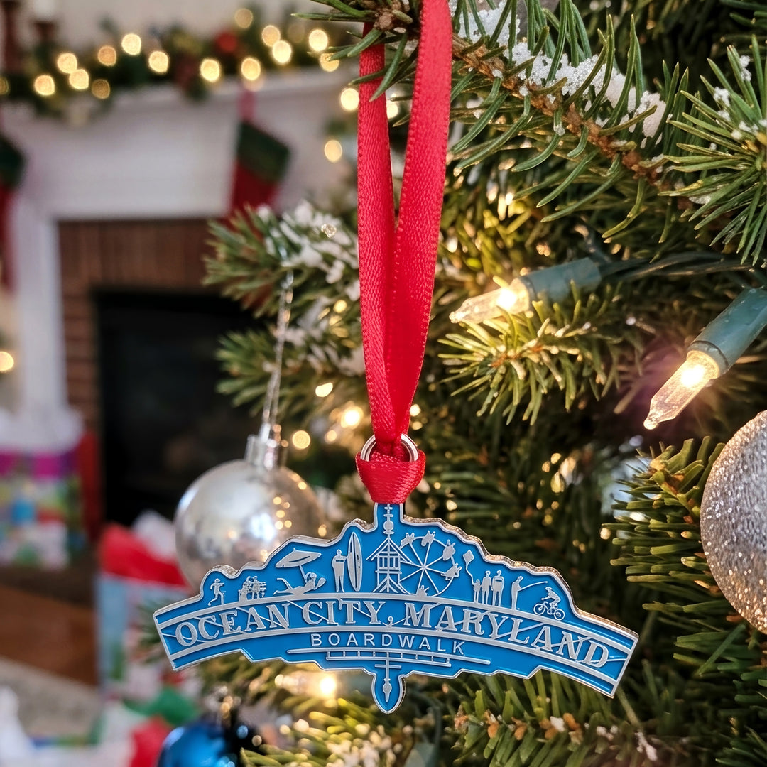 Ocean City Maryland Boardwalk Arch Ornament on a Christmas tree.