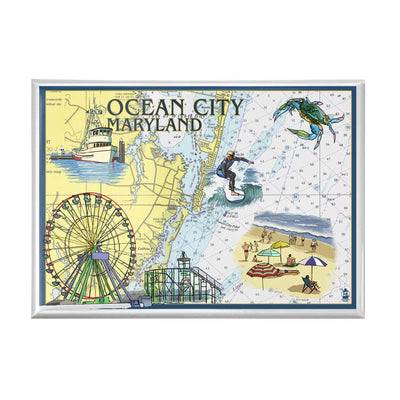 Ocean City Maryland Nautical Chart Rectangular Magnet