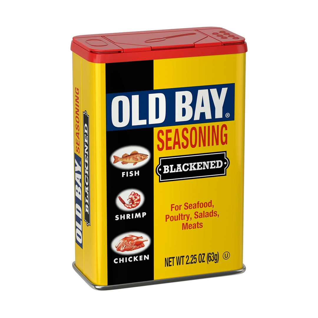 Old Bay Blackened seasoning can on a white background