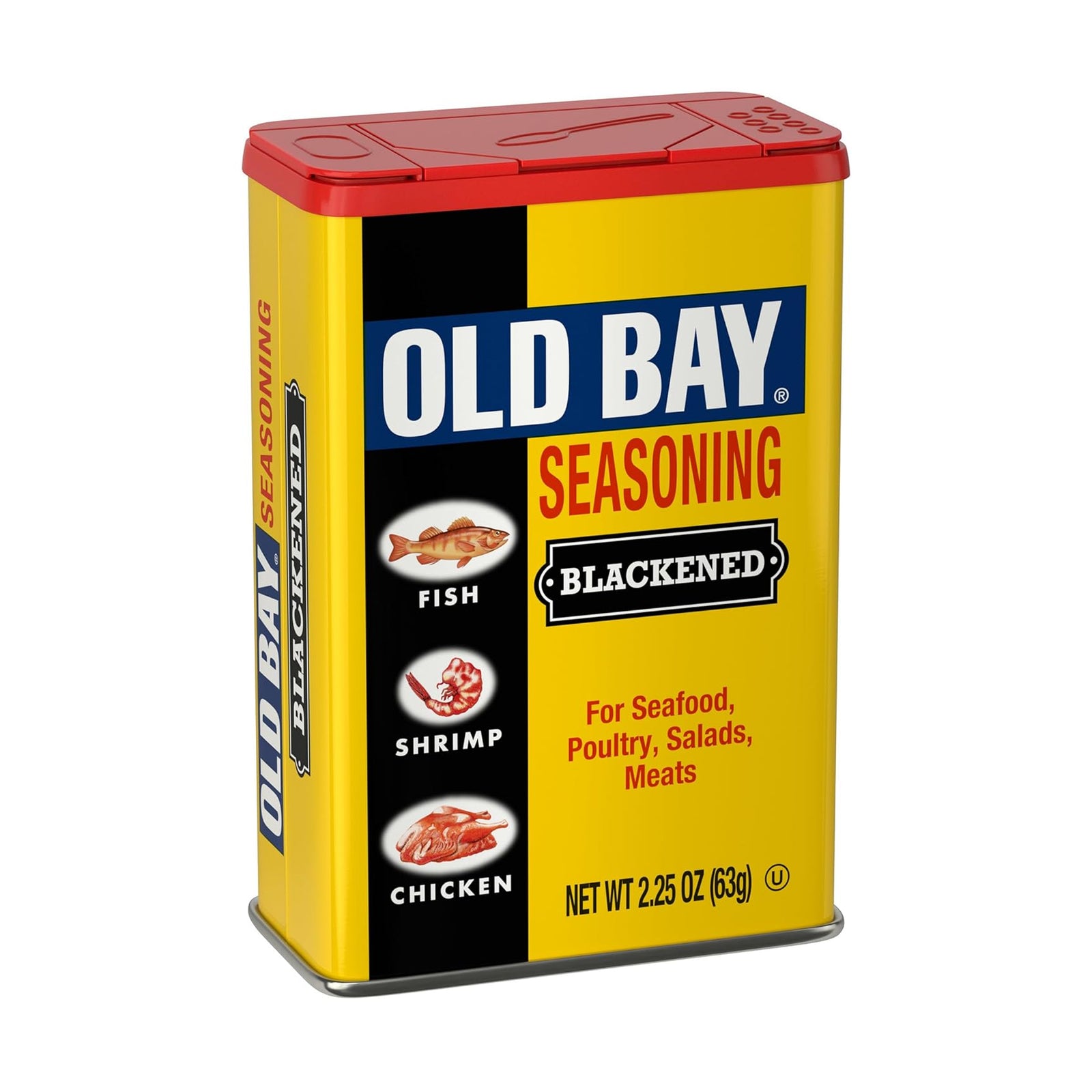 Old Bay Blackened seasoning can on a white background
