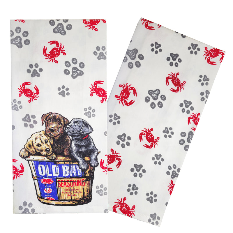 Old Bay Seasoning Puppy Bushel Kitchen Towel