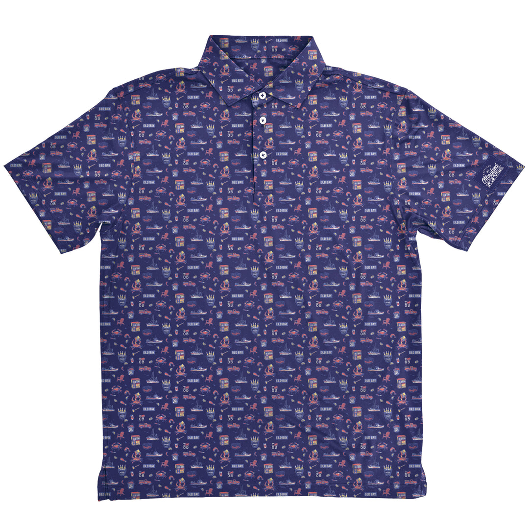 Old Bay Seasoning Bay Life Collage Polo Shirt.