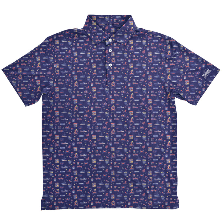 Old Bay Seasoning Bay Life Collage Polo Shirt.