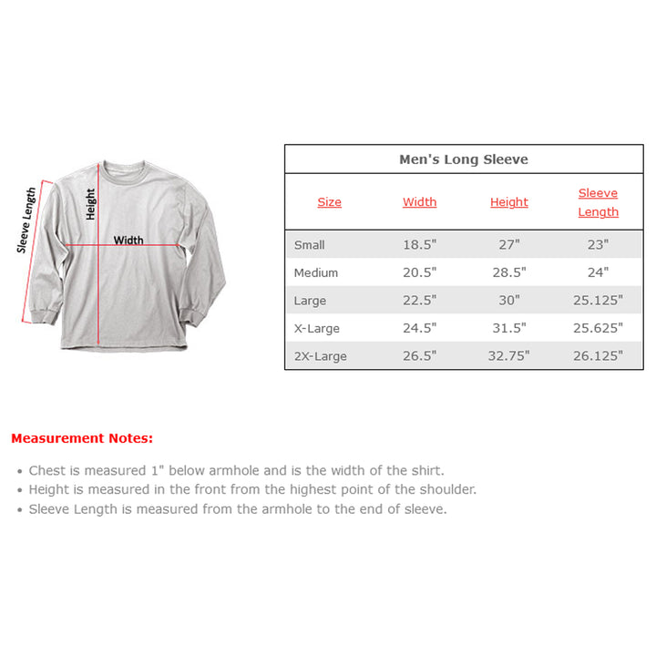 Old Bay Seasoning Vintage Truck Long Sleeve T-Shirt Size Chart