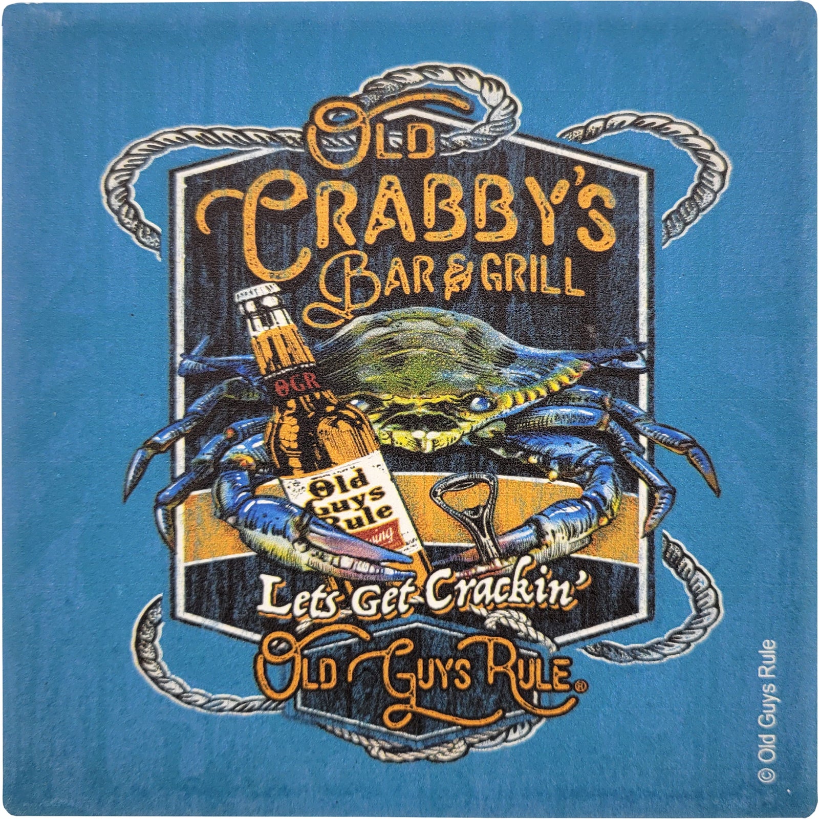 Old Crabby's Old Guys Rule Stone Coaster
