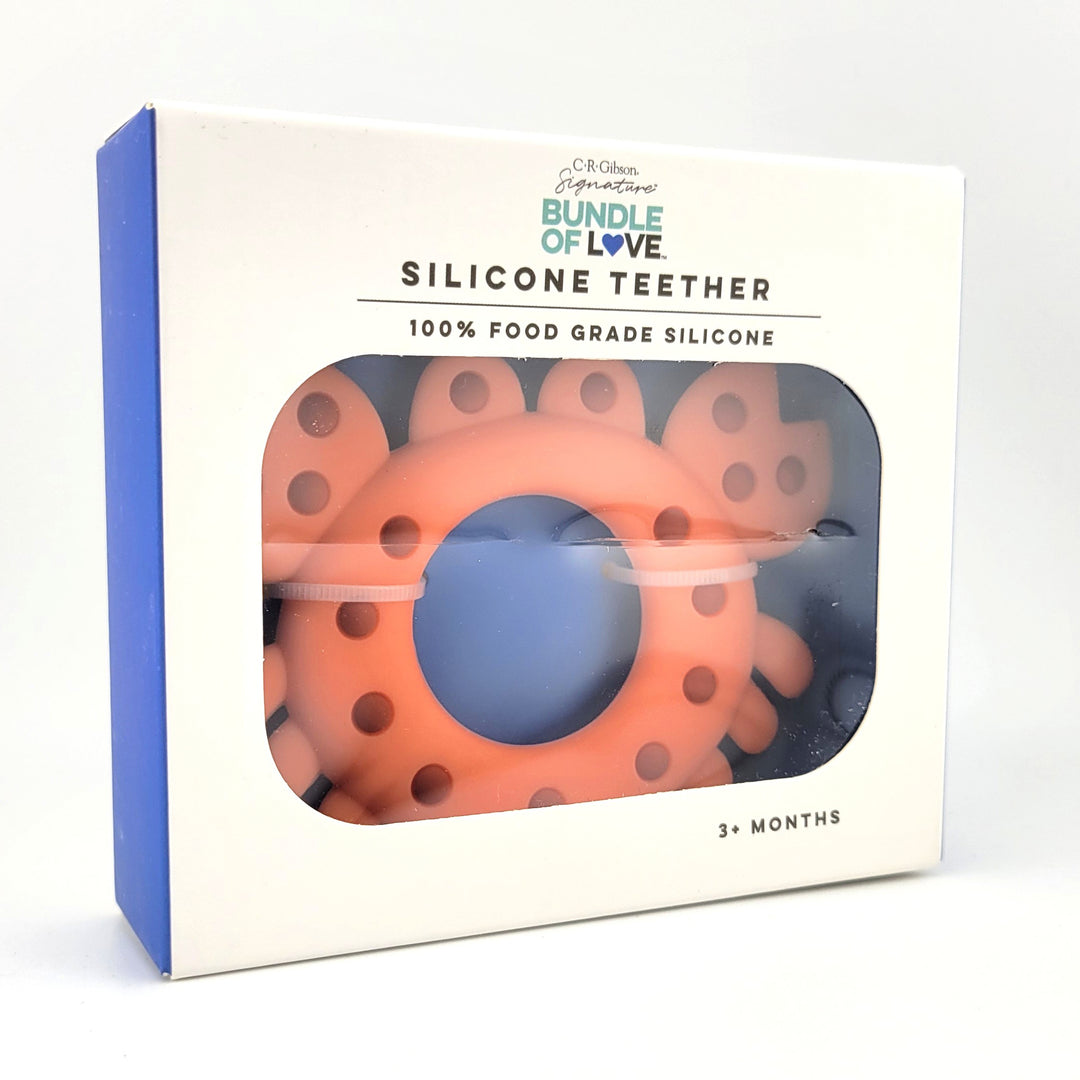 Orange Dots Crab Baby Silicone Teether Boxed