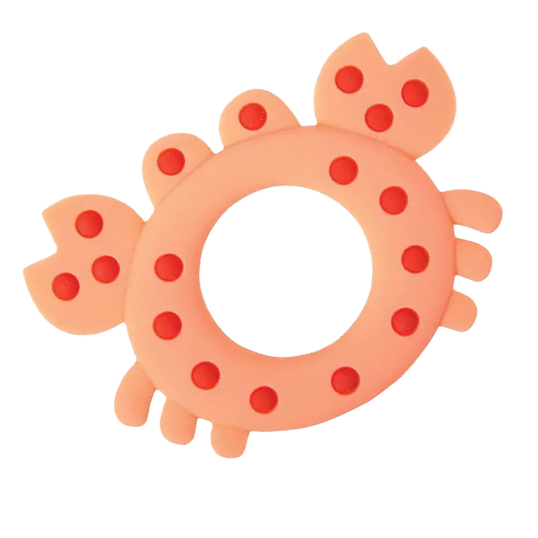 Orange Dots Crab Baby Silicone Teether