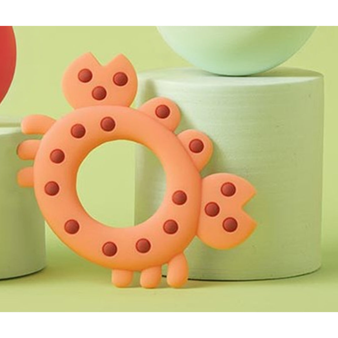 Orange Dots Crab Baby Silicone Teether