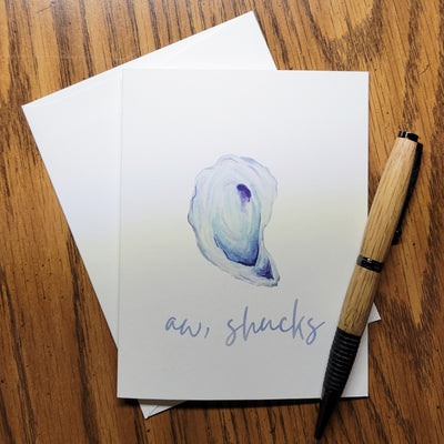 Aw, Shucks Oyster Watercolor Greeting Card Scene