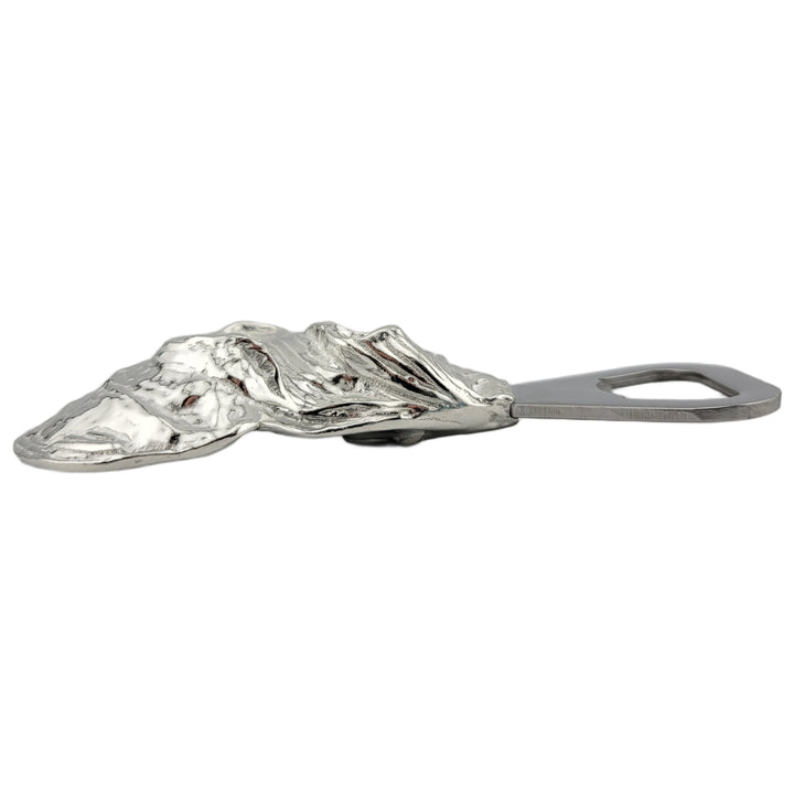Oyster Shell Bottle Opener Pewter Side View