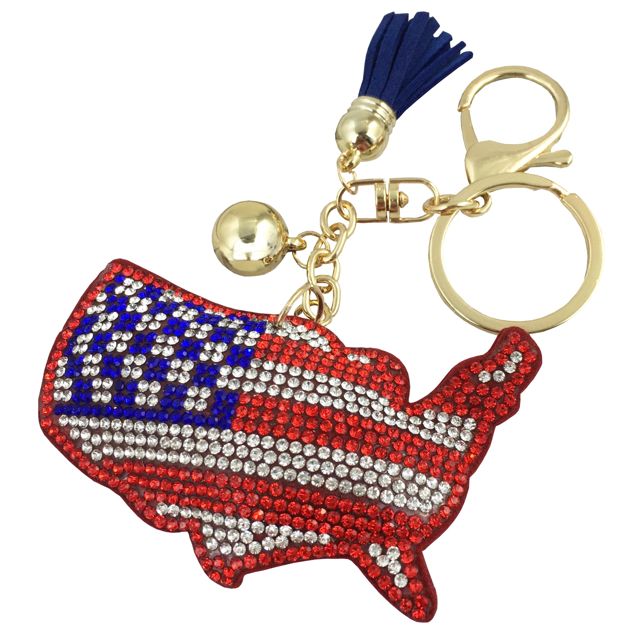 American Flag USA Country Shape Rhinestone Keyring – The Maryland Store