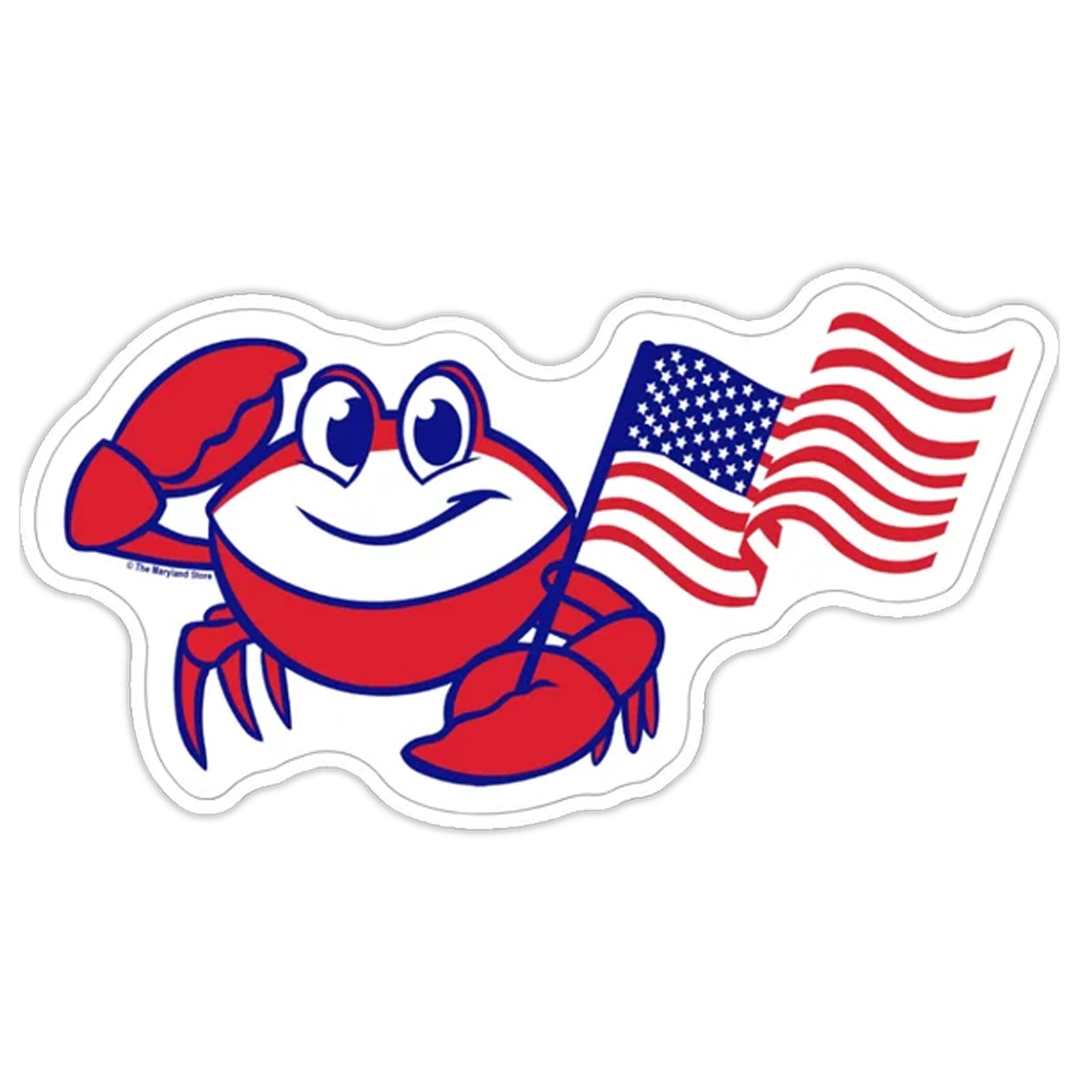 Patriotic Crab American Flag Die Cut Sticker