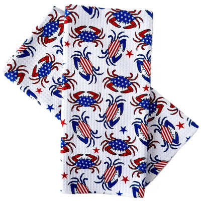 Patriotic Crab Full Print Kitchen Towel