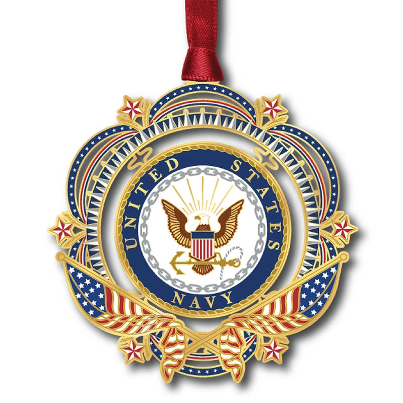 United States Navy Patriotic Brass Ornament