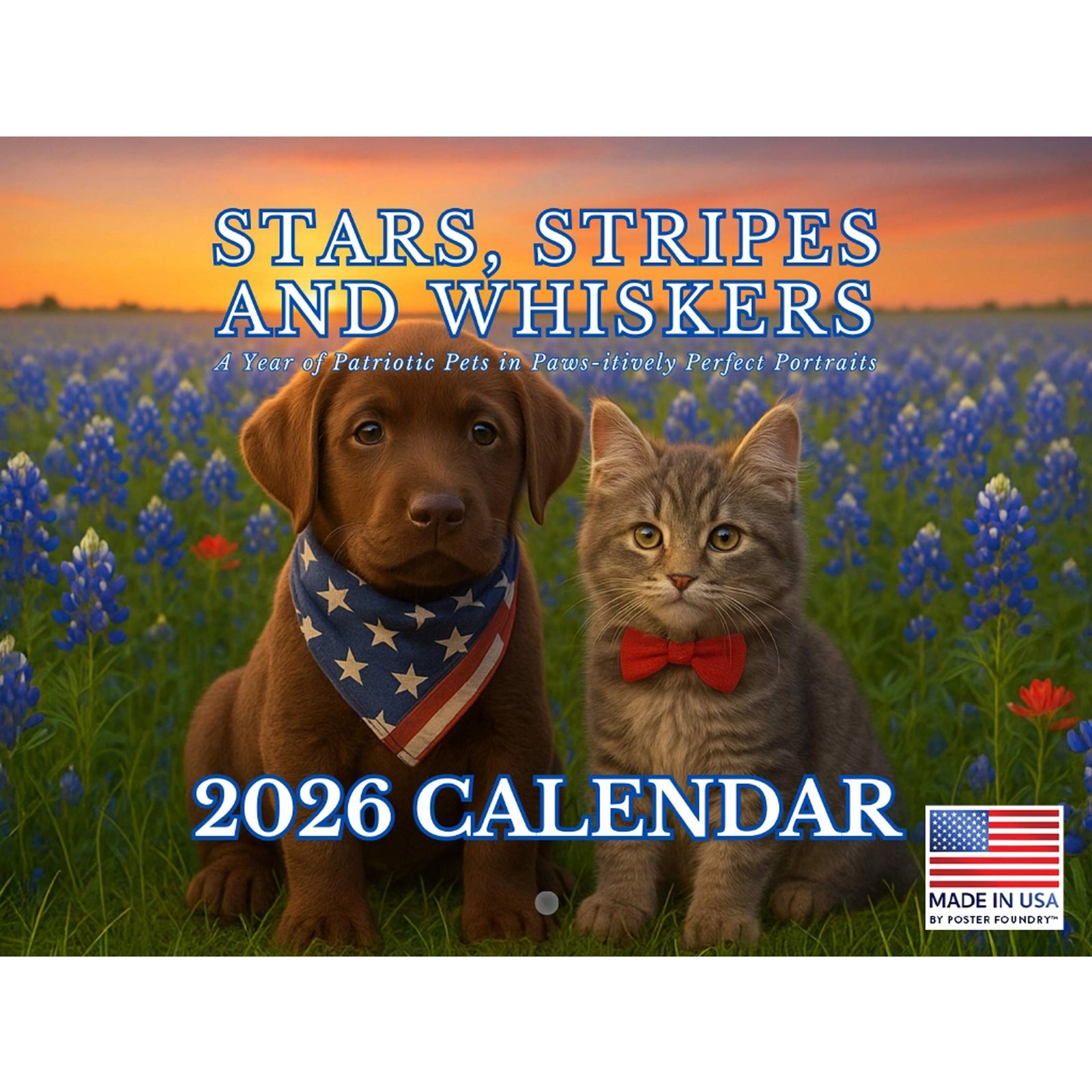 Patriotic Pets 2026 Wall Calendar 12" x 18"