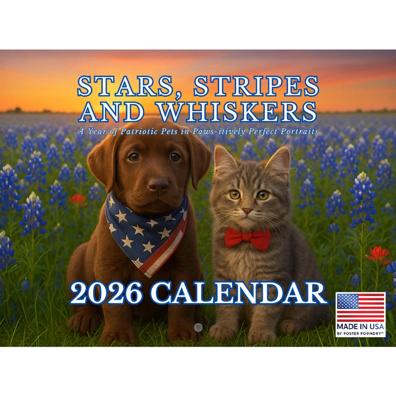 Patriotic Pets 2026 Wall Calendar 12" x 18"