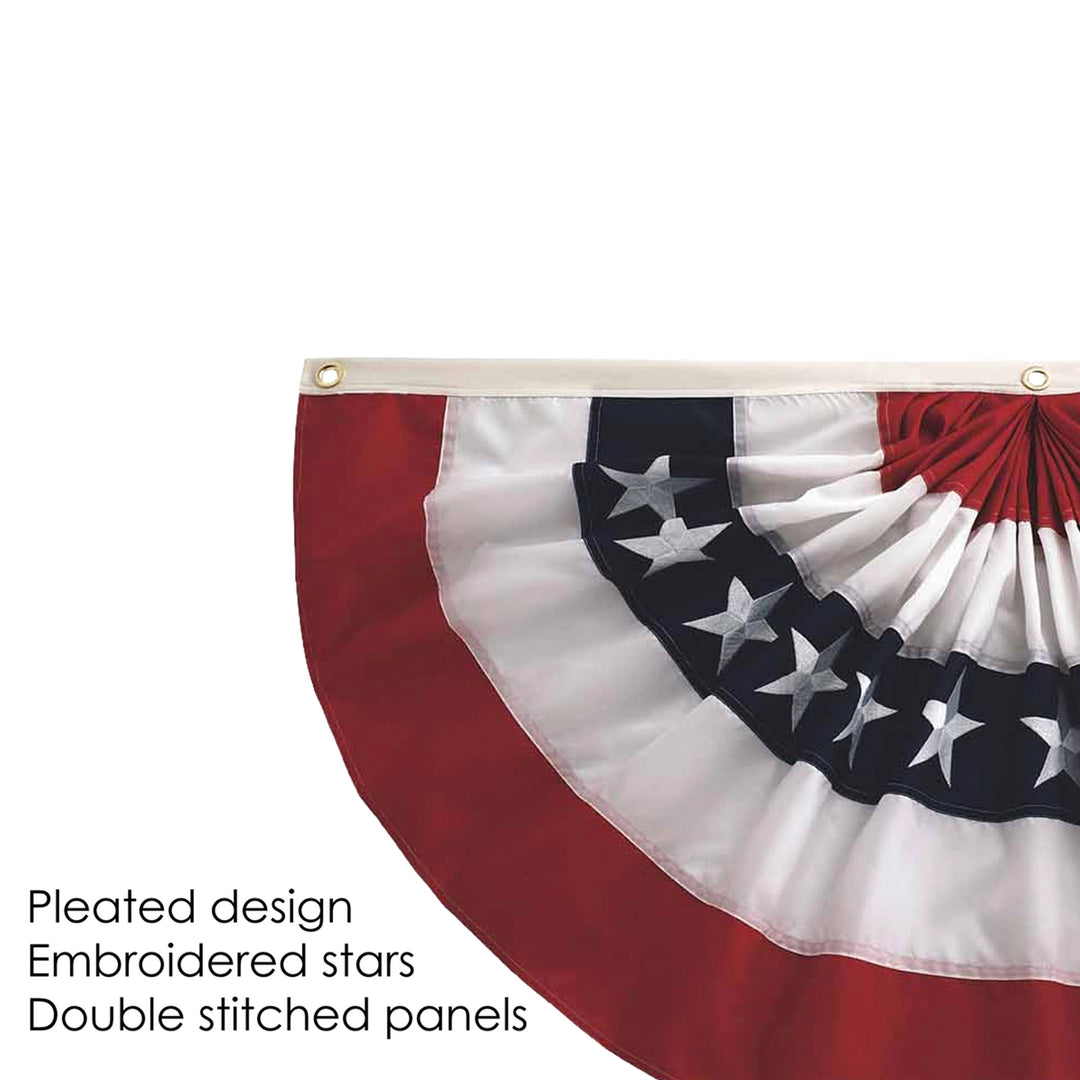 American Flag Embroidered Small Bunting 36" x 18" Features and Details