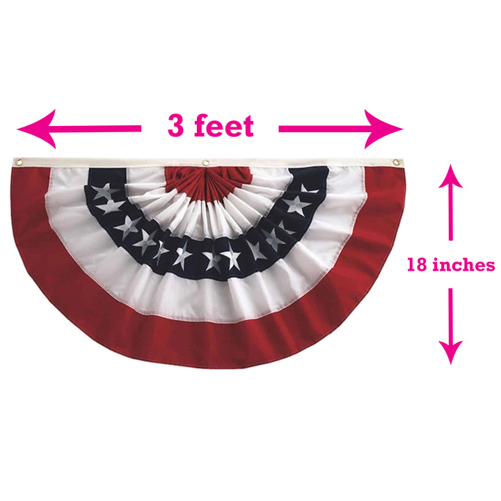American Flag Embroidered Small Bunting 36" x 18" Size Details
